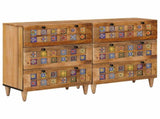 Sideboard 2 pcs Natural 60 x 33 x 75 cm Solid Mango Wood 3310094