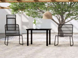 Dining Set Black Powder-coated steel, glass, PE rattan 3099167