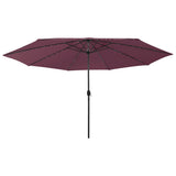 312534 Garden Parasol with LED Lights 400 cm Bordeaux Red