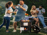 Vertical Steel Charcoal Smoker, Heavy Duty Double Layer Round BBQ Grill for Outdoor Cooking, Black 53758483