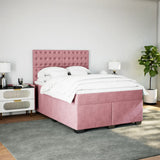 Box Spring Bed with Mattress Pink 140x190 cm Velvet 3290923