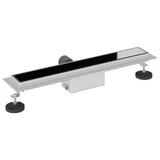Shower Drain with Glass Cover Black 50 cm Stainless Steel 304 42015949