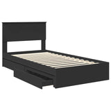 Storage Bed with Headboard Black 100 x 200 cm Engineered Wood 3410827