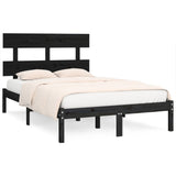Bed Frame Black Solid pine wood Double Durable Bed Frame 3104657