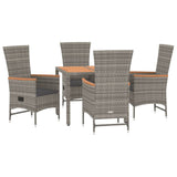 5 Piece Garden Dining Set Grey Poly Rattan&Solid Wood Acacia 3157613