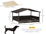 Wicker Dog House, Rattan Pet Bed, with Removable Cushion, Canopy, for Small and Medium Dogs - Cream T3398P376417