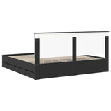 Bed Frame with Drawer Black 200 x 200 cm Engineer Wood 3411083