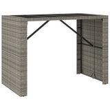 Garden Bar Set Grey PE rattan, powder-coated steel, tempered glass 3187670