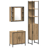 Bathroom Vanity Units with Shelf 3 pcs Brown Engineered wood 3334384