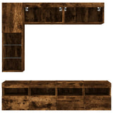 7 Piece TV Wall Cabinet Set with LED Lights Smoked Oak 3216761