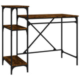 Desk with Shelves Smoked Oak 105x50x90 cm Engineered Wood&Iron 826716