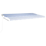 ZNTS Manual Retractable Awning with Posts 6x3.5 m Blue and White 3070076