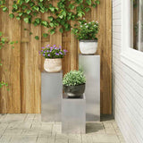 Plant Stand 3 pcs Silver Stainless steel 865831