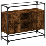 Sideboard with Glass Top Smoked Oak 98x35x81 cm Engineered Wood 846071