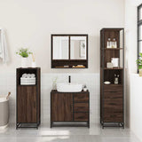 3 Piece Bathroom Furniture Set Brown Oak Engineered Wood 3301169