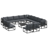 Garden Sofa Set with Cushion 14 pcs Black Aluminium 3378931
