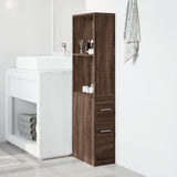 Narrow Bathroom Cupboard with Wheels Brown Oak Engineered Wood 855301