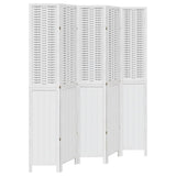 Room Divider 5 Panels White Solid Wood Paulownia 358728