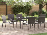 Dining Chair Set of 6 Brown PE Rattan, Powder-Coated Steel 310086