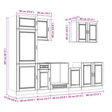 7 Piece Kitchen Cabinet Set Porto High Gloss White Engineered Wood 3314783