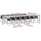 13 Piece Garden Dining Set with Cushions Black Poly Rattan 3295027