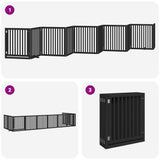 Dog Gate with Door Foldable 10 Panels Black 800 cm Poplar Wood 3155687