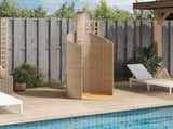 Outdoor Shower Beige 100x100x241,5 cm Poly Rattan and Acacia Wood 368214