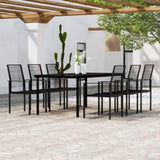 Dining Set Black Powder-coated steel, glass 3099201