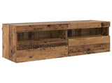 TV Wall Cabinet Set with LED Lights with LED 7 pcs Old Wood 3402794