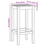 Bar Stool 4 pcs Natural Solid Teak Wood 42030010