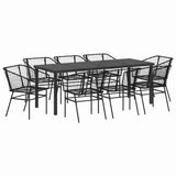 Garden Dining Set 9 pcs Black Poly Rattan 3380896