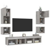8 Piece TV Wall Units with LED Grey Sonoma Engineered Wood 3216595