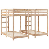 Triple Bunk Bed Frame Brown 160 x 200 cm Solid Pine Wood 3414561