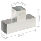 145472 Post Connectors 4 pcs T Shape Galvanised Metal 91x91 mm