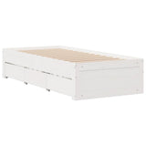 Bed Frame without Mattress with Drawers White 75x190 cm Small Single Solid Wood Pine 3308829