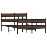 Metal Bed Frame without Mattress Brown Oak 160x200 cm 3308477