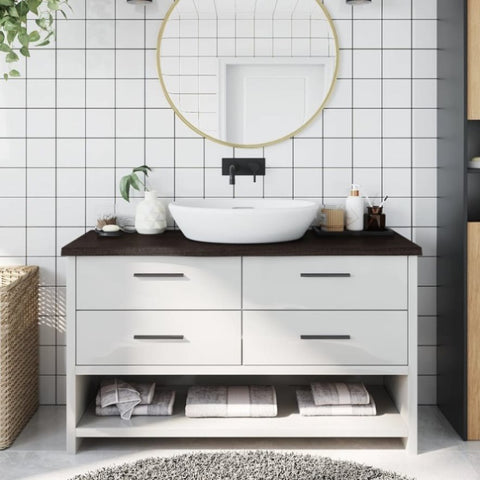 Bathroom Countertop Dark Brown 100x40x cm Treated Solid Wood 3156225