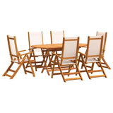7 Piece Garden Dining Set Solid Wood Acacia and Textilene 3279270