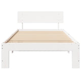 Bed Frame with Headboard White 90 x 200 cm Solid Pine Wood 872669