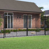 ZNTS Fence Gate with Spear Top Black 406x223 cm Powder-coated Steel 151103