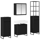 Bathroom Furniture Set with Drawer Black Oak Engineered Wood 3403052
