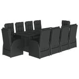 Garden Dining Set Black Poly Rattan, Glass, Powder-Coated Steel 3277660