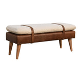 Bouclé Buffalo Hide Leather Bench IN3300