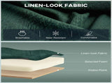 2 Seater Sofa, Linen-look Fabric Small Sofa with Wing Back, Thick Seat, Metal Legs, Dark Green T3398P554299