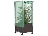 Garden Planter with Greenhouse Cover&Wheels Brown PP 3422929