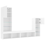 4 Piece TV Wall Units with LED White Engineered Wood 3216647
