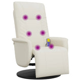 Massage Recliner Chair with Footrest Cream Faux Leather 356513