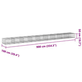 Gabion Basket with Cover 900x100x50 cm Galvanised Iron 3295186