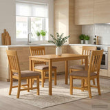 Dining Set 5 pcs Grey Solid Oak Wood 3430238