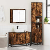 3 Piece Bathroom Furniture Set Smoked Oak Engineered Wood 3301072
